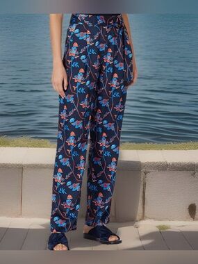 Thakoon X RTR NWOT Black Daisy Printed Pants Blue/Coral